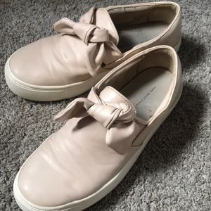 Zara cream leather slip on sneakers